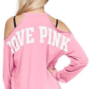 PINK | Grey Cold Shoulder Long Sleeve Crewneck